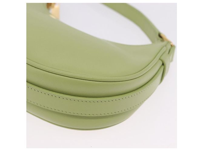 Céline CELINE Hand Pouch Mini Ava Hand Bag Leather Green Gold Auth 200058M Doré Vert - vue 14