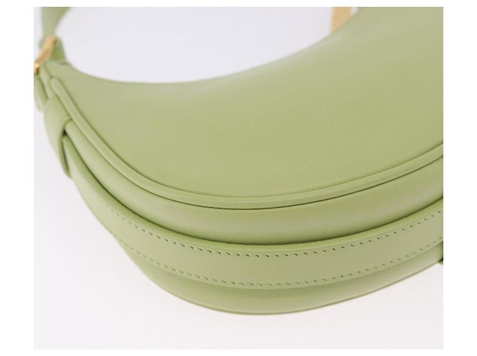Céline CELINE Hand Pouch Mini Ava Hand Bag Leather Green Gold Auth 200058M Doré Vert - vue 15