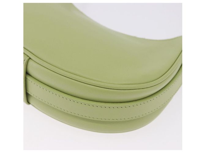 Céline CELINE Hand Pouch Mini Ava Hand Bag Leather Green Gold Auth 200058M Doré Vert - vue 16