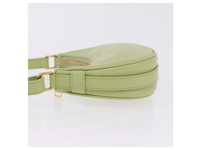 Céline CELINE Hand Pouch Mini Ava Hand Bag Leather Green Gold Auth 200058M Doré Vert - vue 4