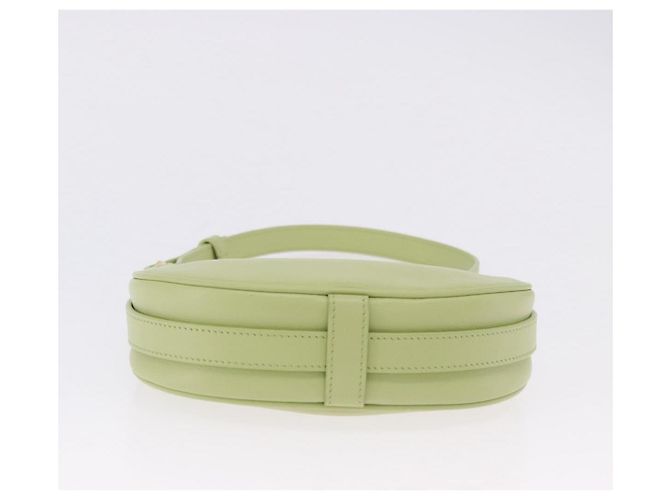 Céline CELINE Hand Pouch Mini Ava Hand Bag Leather Green Gold Auth 200058M Doré Vert - vue 5
