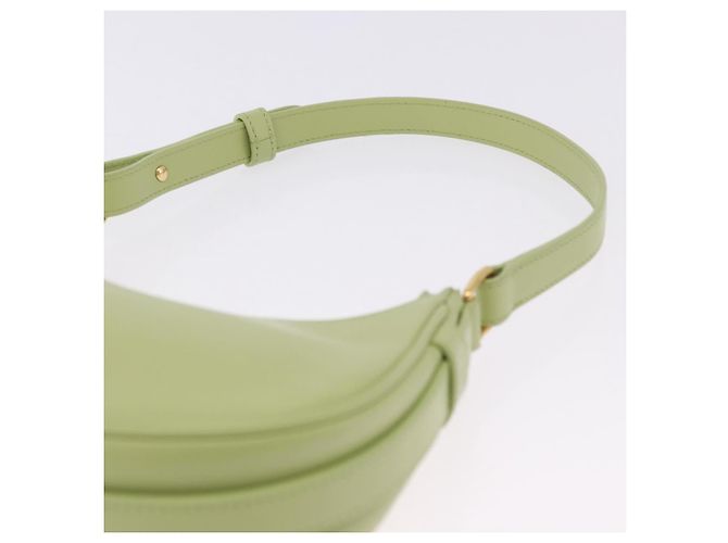 Céline CELINE Hand Pouch Mini Ava Hand Bag Leather Green Gold Auth 200058M Doré Vert - vue 8