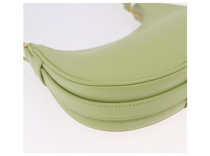 Céline CELINE Hand Pouch Mini Ava Hand Bag Leather Green Gold Auth 200058M Doré Vert - vue 9