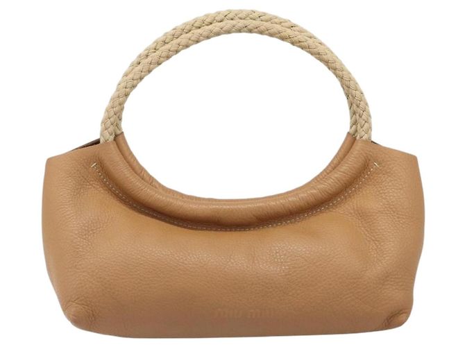 Borsa Tote Miu Miu Pelle Brown Beige Auth 202080V Marrone - vista 13