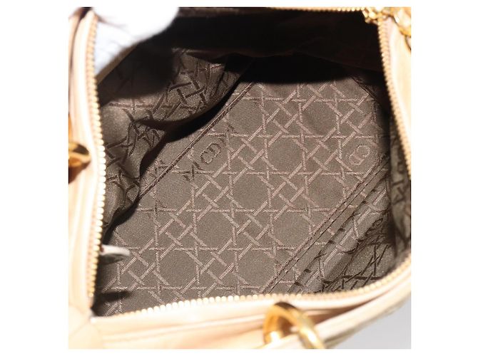 Borsa a mano Christian Dior Canage Suede Beige Gold Auth bs36869 D'oro - vista 12