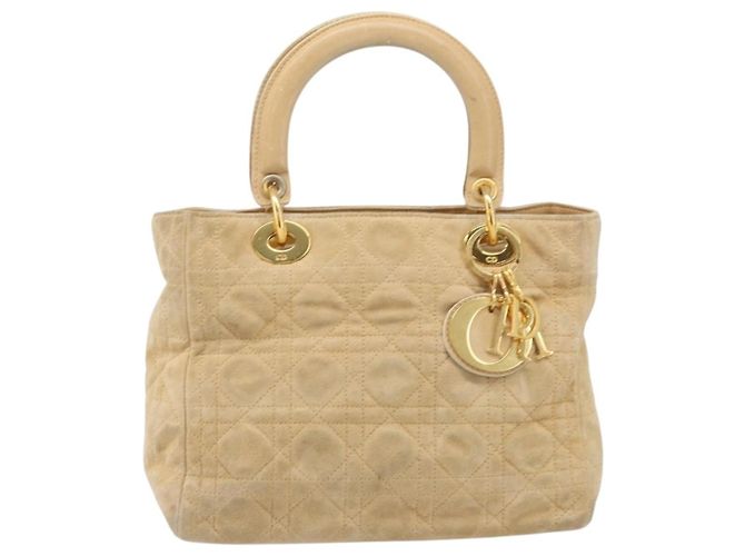 Borsa a mano Christian Dior Canage Suede Beige Gold Auth bs36869 D'oro - vista 13