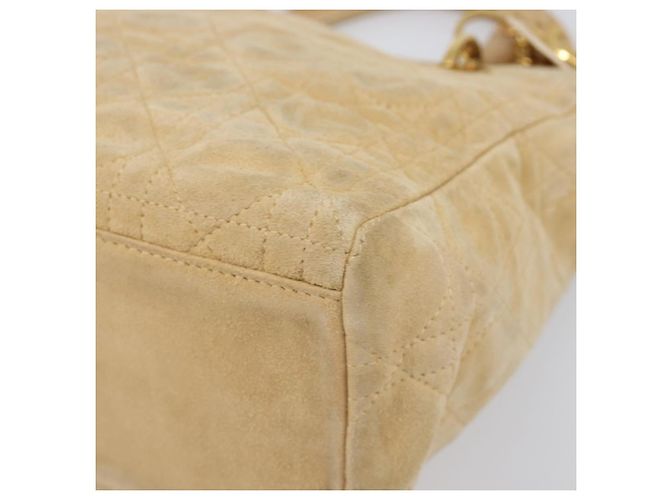 Borsa a mano Christian Dior Canage Suede Beige Gold Auth bs36869 D'oro - vista 14