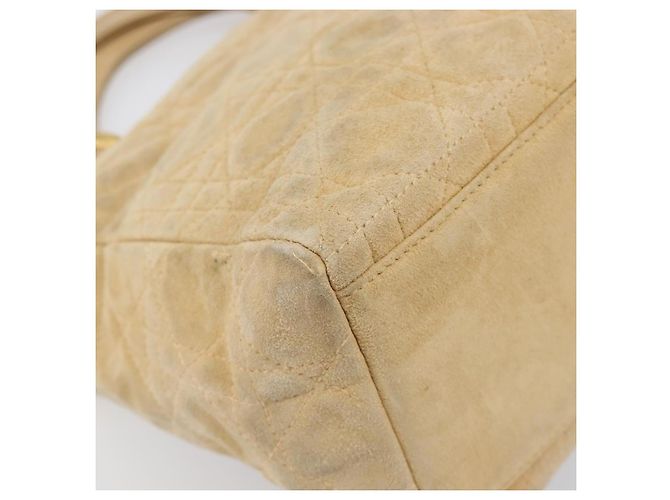 Borsa a mano Christian Dior Canage Suede Beige Gold Auth bs36869 D'oro - vista 15