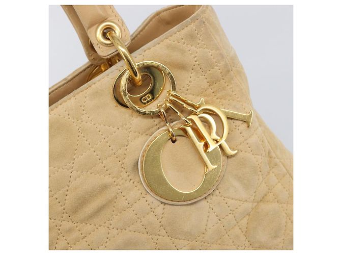 Borsa a mano Christian Dior Canage Suede Beige Gold Auth bs36869 D'oro - vista 17