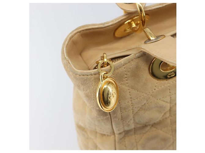 Borsa a mano Christian Dior Canage Suede Beige Gold Auth bs36869 D'oro - vista 18