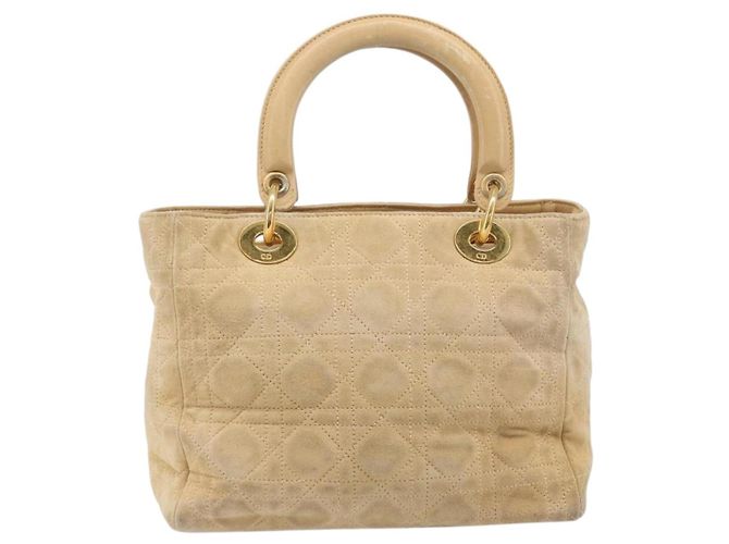 Borsa a mano Christian Dior Canage Suede Beige Gold Auth bs36869 D'oro - vista 2