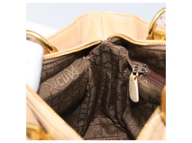 Borsa a mano Christian Dior Canage Suede Beige Gold Auth bs36869 D'oro - vista 20