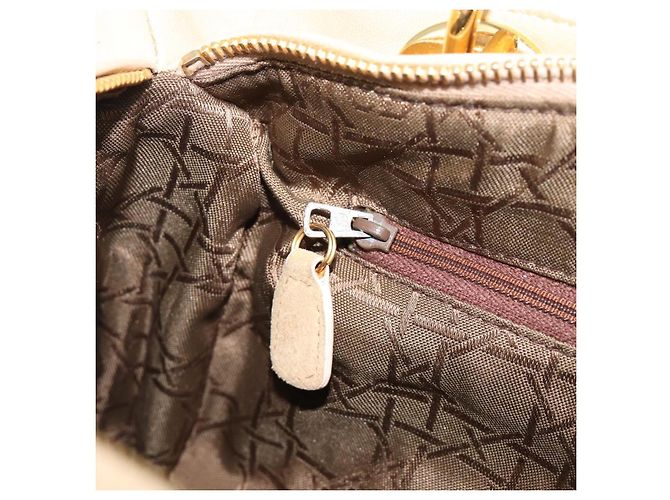 Borsa a mano Christian Dior Canage Suede Beige Gold Auth bs36869 D'oro - vista 21