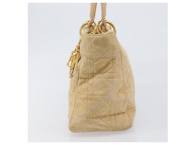 Borsa a mano Christian Dior Canage Suede Beige Gold Auth bs36869 D'oro - vista 3