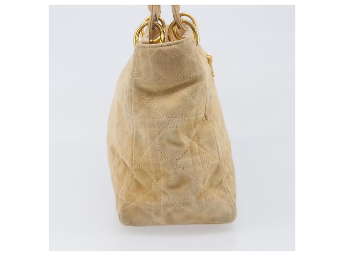 Borsa a mano Christian Dior Canage Suede Beige Gold Auth bs36869 D'oro - vista 4
