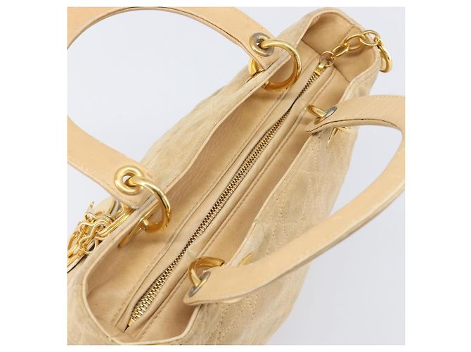 Borsa a mano Christian Dior Canage Suede Beige Gold Auth bs36869 D'oro - vista 6