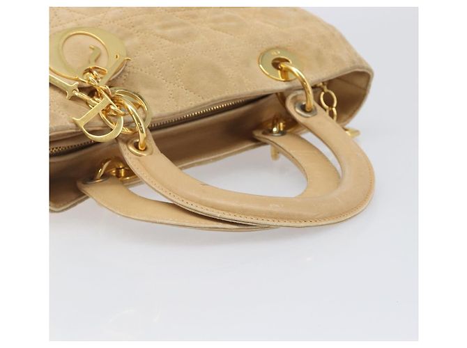 Borsa a mano Christian Dior Canage Suede Beige Gold Auth bs36869 D'oro - vista 7