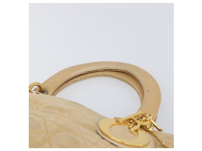 Borsa a mano Christian Dior Canage Suede Beige Gold Auth bs36869 D'oro - vista 8