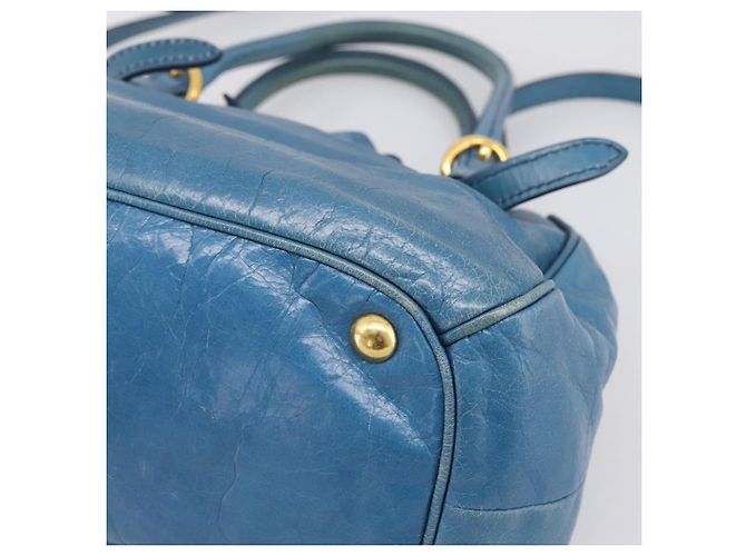 Borsa a mano Miu Miu in pelle 2way blu e oro autentica 199477V D'oro - vista 10
