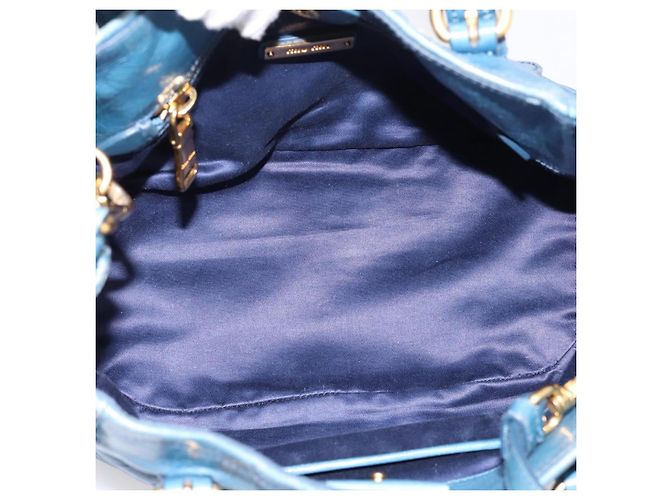 Borsa a mano Miu Miu in pelle 2way blu e oro autentica 199477V D'oro - vista 11