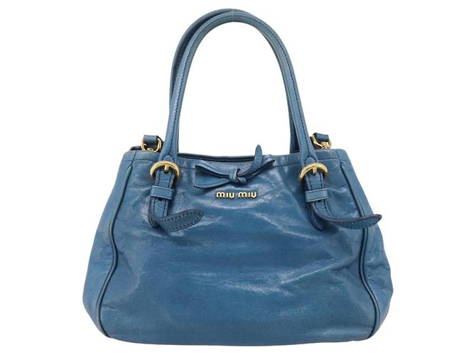 Borsa a mano Miu Miu in pelle 2way blu e oro autentica 199477V D'oro - vista 13