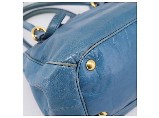 Borsa a mano Miu Miu in pelle 2way blu e oro autentica 199477V D'oro - vista 15