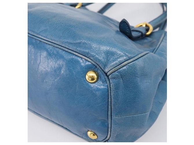 Borsa a mano Miu Miu in pelle 2way blu e oro autentica 199477V D'oro - vista 16