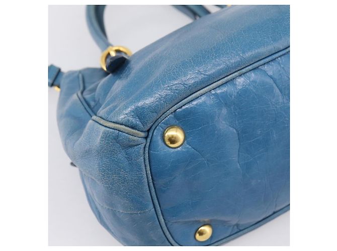 Borsa a mano Miu Miu in pelle 2way blu e oro autentica 199477V D'oro - vista 17