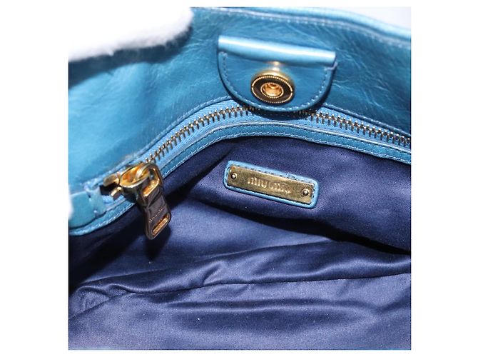 Borsa a mano Miu Miu in pelle 2way blu e oro autentica 199477V D'oro - vista 18
