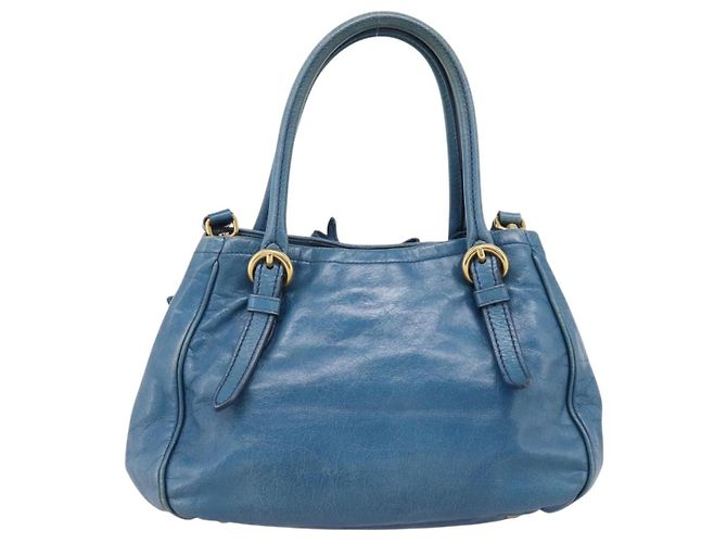Borsa a mano Miu Miu in pelle 2way blu e oro autentica 199477V D'oro - vista 2