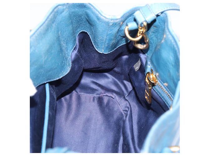 Borsa a mano Miu Miu in pelle 2way blu e oro autentica 199477V D'oro - vista 20