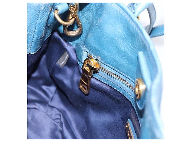 Borsa a mano Miu Miu in pelle 2way blu e oro autentica 199477V D'oro - vista 21