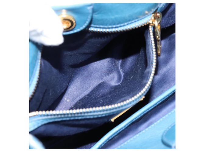 Borsa a mano Miu Miu in pelle 2way blu e oro autentica 199477V D'oro - vista 22