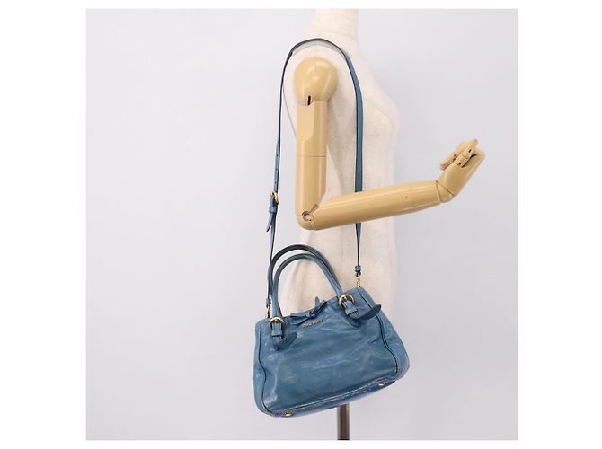 Borsa a mano Miu Miu in pelle 2way blu e oro autentica 199477V D'oro - vista 23