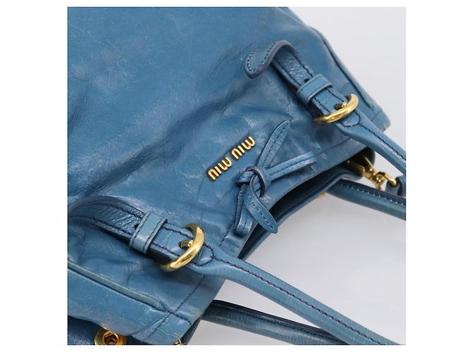Borsa a mano Miu Miu in pelle 2way blu e oro autentica 199477V D'oro - vista 6