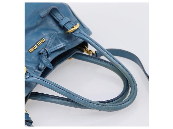 Borsa a mano Miu Miu in pelle 2way blu e oro autentica 199477V D'oro - vista 7