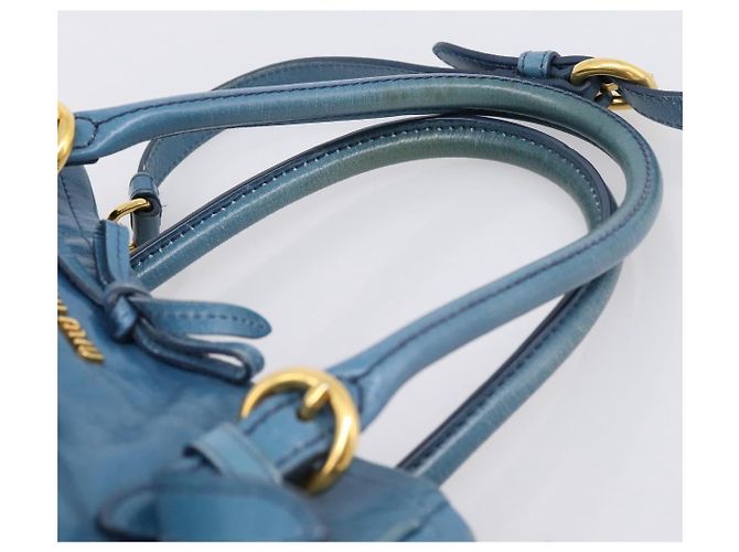 Borsa a mano Miu Miu in pelle 2way blu e oro autentica 199477V D'oro - vista 8