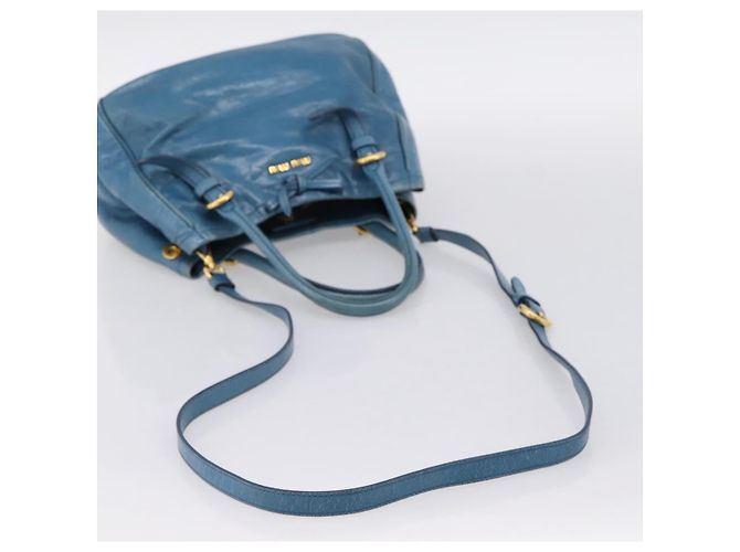 Borsa a mano Miu Miu in pelle 2way blu e oro autentica 199477V D'oro - vista 9
