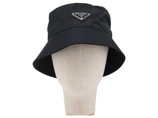 PRADA Bucket Hat Nylon Schwarz Silber Auth 200831V - Ansicht 13