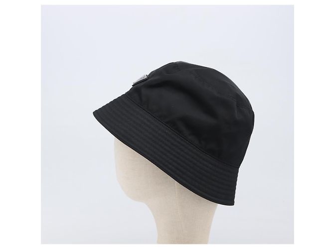PRADA Bucket Hat Nylon Schwarz Silber Auth 200831V - Ansicht 3