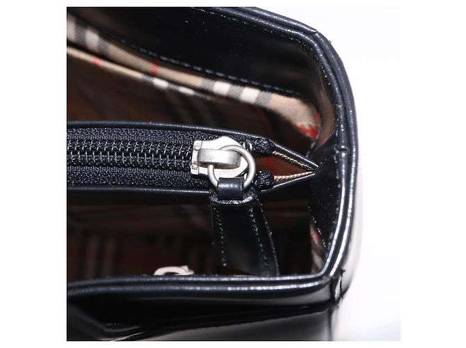 Borsa a mano Burberrys Nova Check Pelle Nero Beige Auth 202233 - vista 24