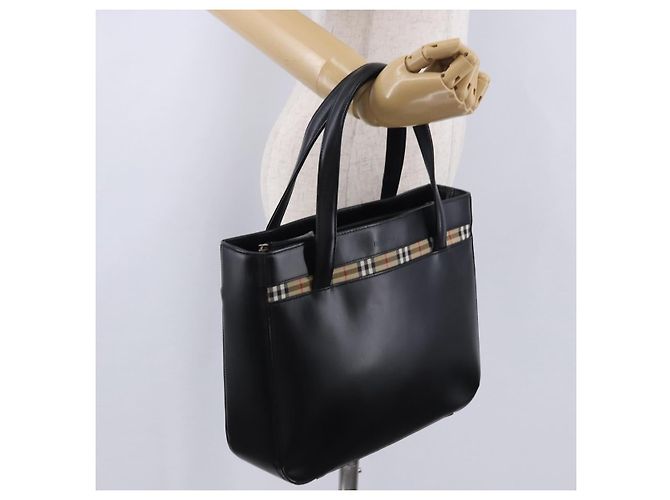 Borsa a mano Burberrys Nova Check Pelle Nero Beige Auth 202233 - vista 26