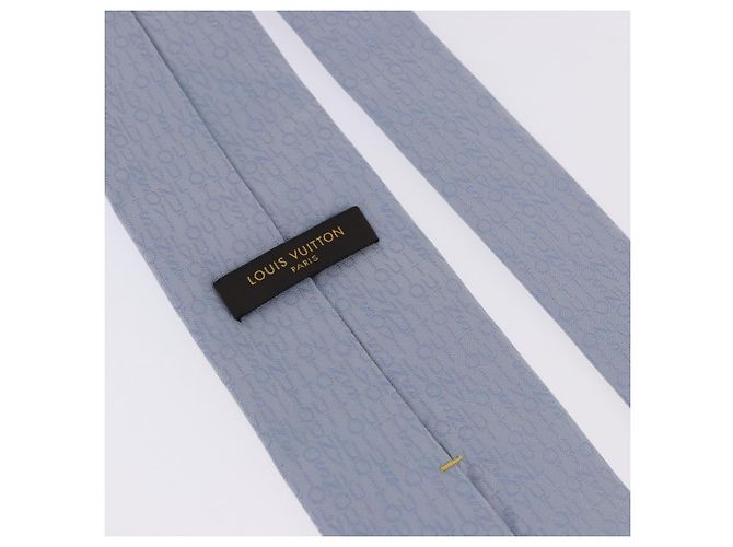 LOUIS VUITTON Necktie Silk Light Blue LV Auth 199992M - view 10