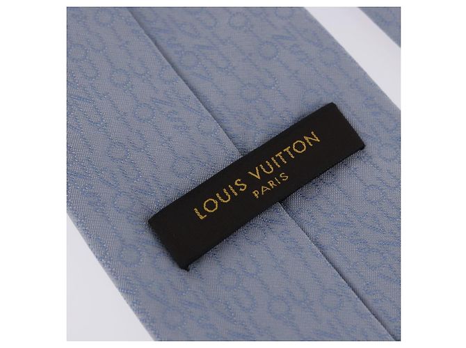 LOUIS VUITTON Necktie Silk Light Blue LV Auth 199992M - view 14