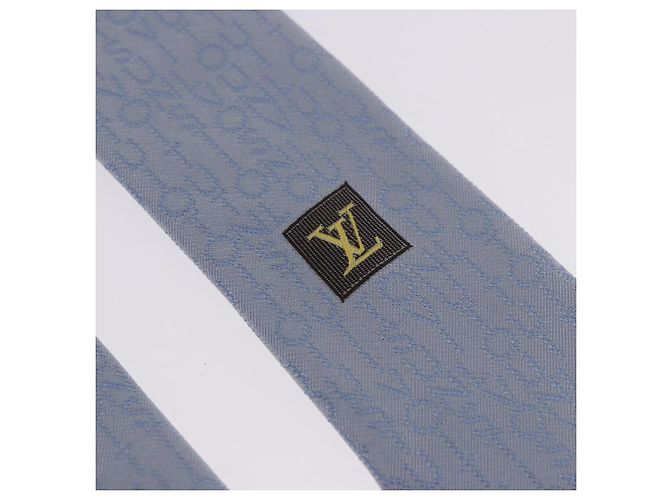 LOUIS VUITTON Necktie Silk Light Blue LV Auth 199992M - view 15