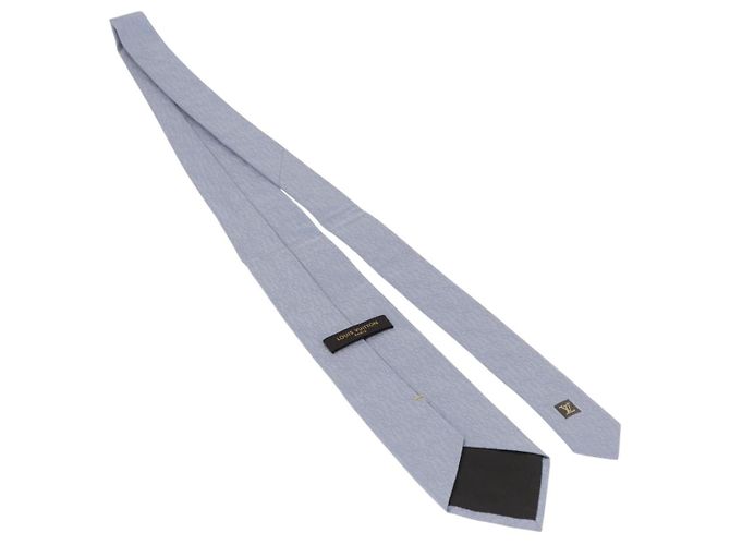 LOUIS VUITTON Necktie Silk Light Blue LV Auth 199992M - view 8