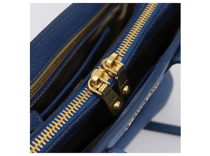 Borsa a mano Miu Miu Vittero Dino Leather 2way Blue Gold Auth 201907V D'oro - vista 10