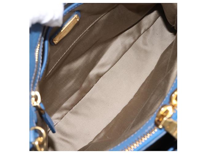 Borsa a mano Miu Miu Vittero Dino Leather 2way Blue Gold Auth 201907V D'oro - vista 11