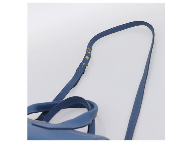 Borsa a mano Miu Miu Vittero Dino Leather 2way Blue Gold Auth 201907V D'oro - vista 14