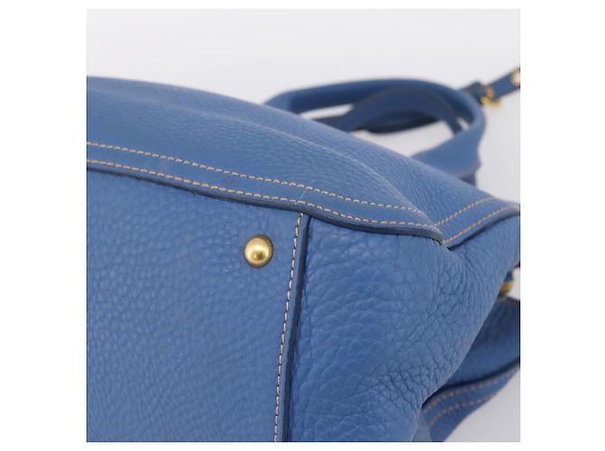 Borsa a mano Miu Miu Vittero Dino Leather 2way Blue Gold Auth 201907V D'oro - vista 15